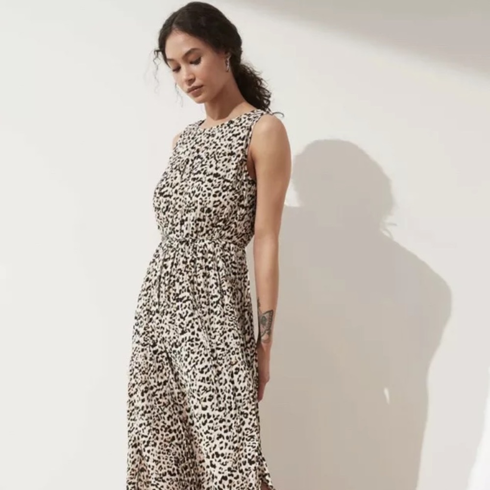 Banana Republic Pleated Maxi Dress, Leopard Print Size S SMALL NEW W tag #741382